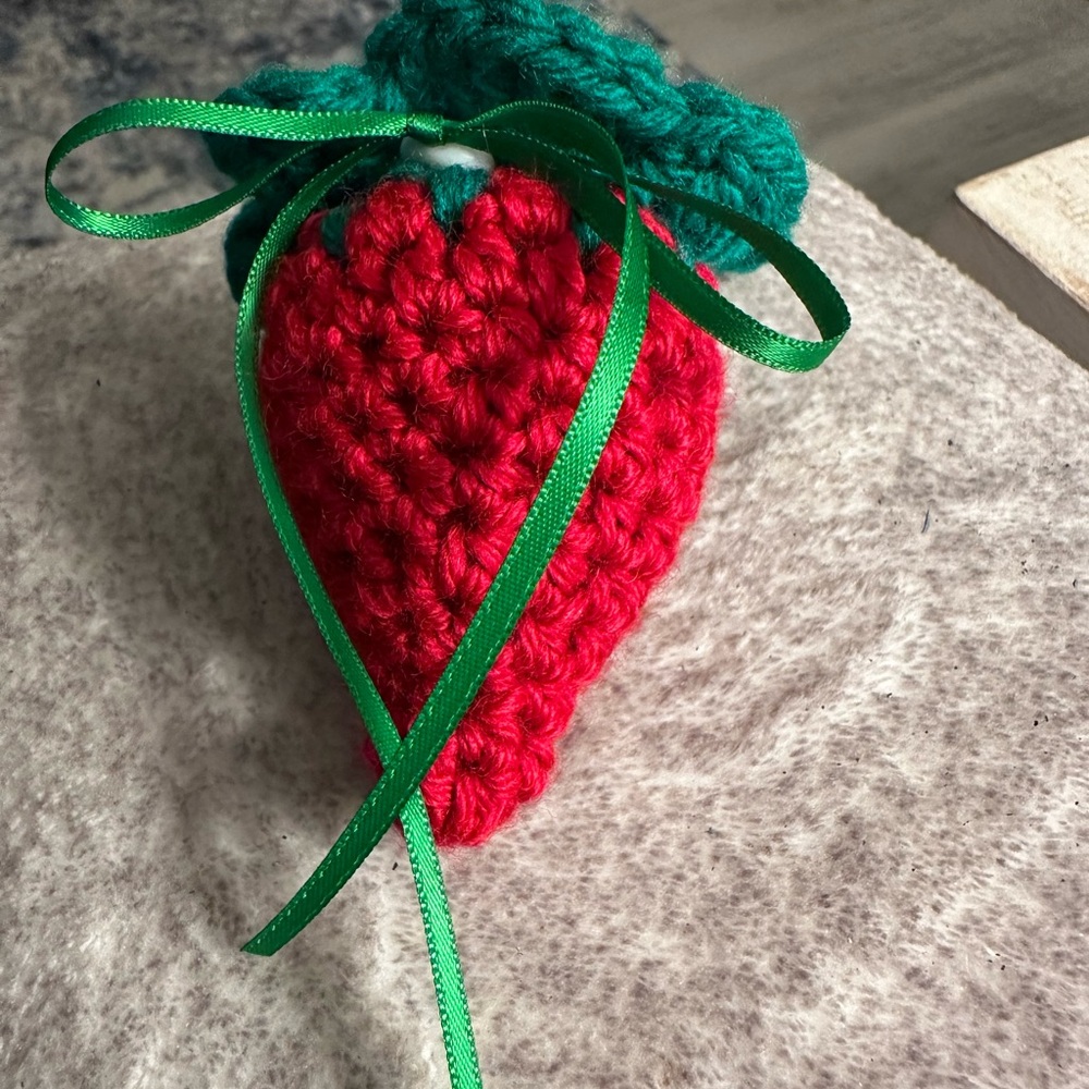Handmade Crochet Strawberry Decor